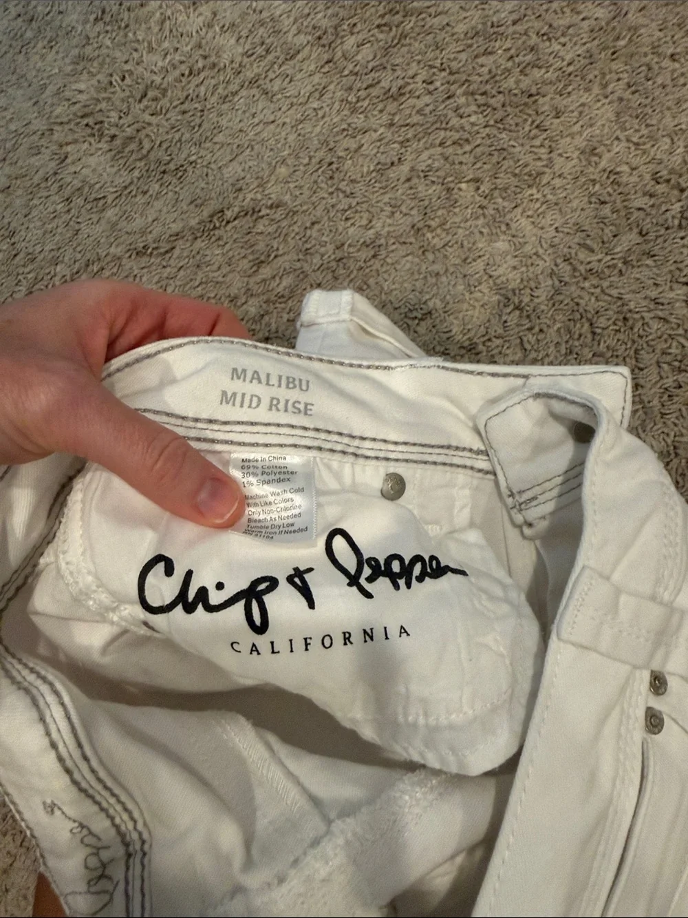 Chip & Pepper White Cuffed Denim Shorts
